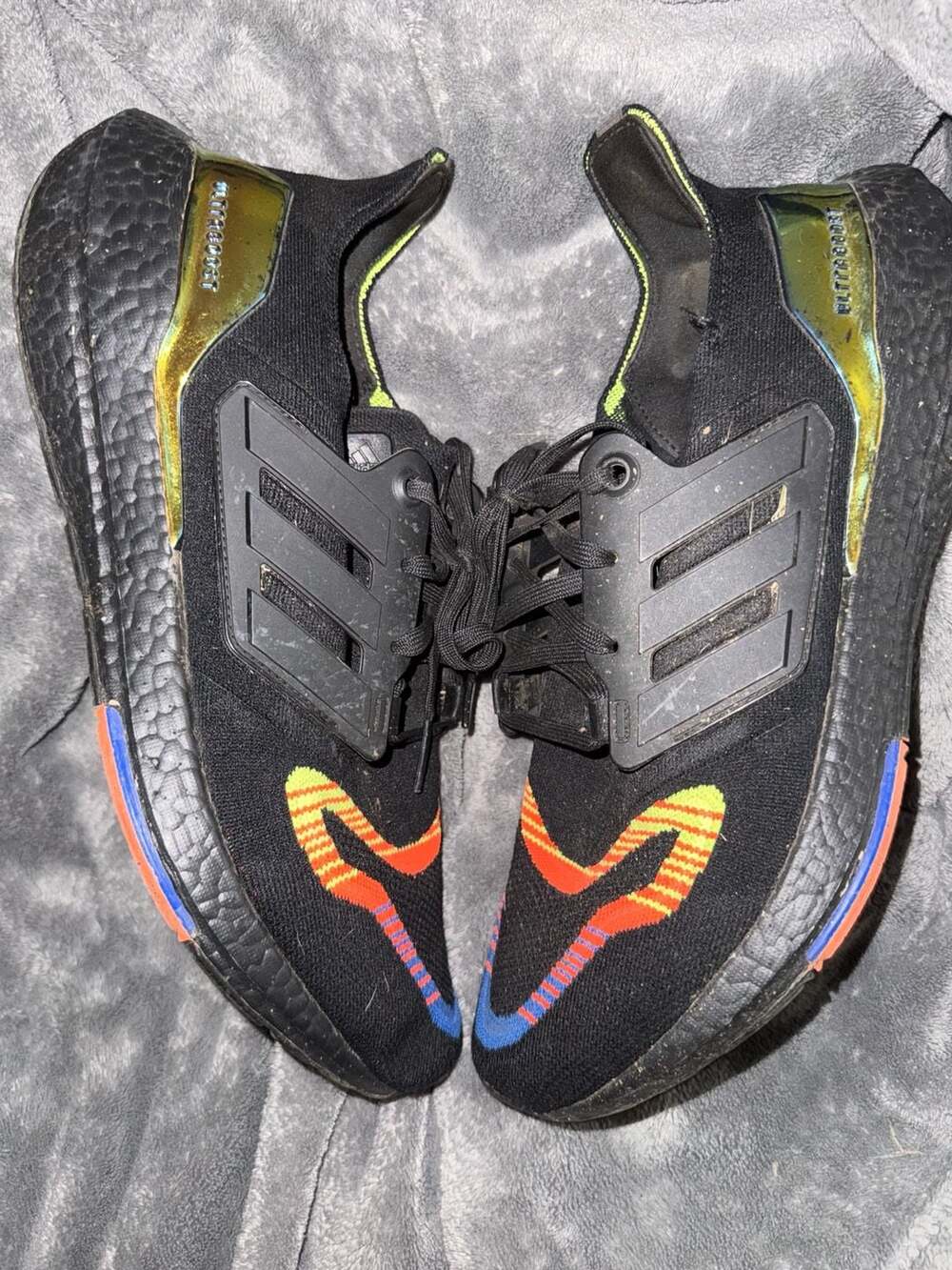 adidas Black Knit Sneakers with Multicolor Wave Accents